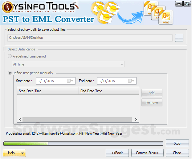 SysInfo PST to EML Converter Small Screenshot 2